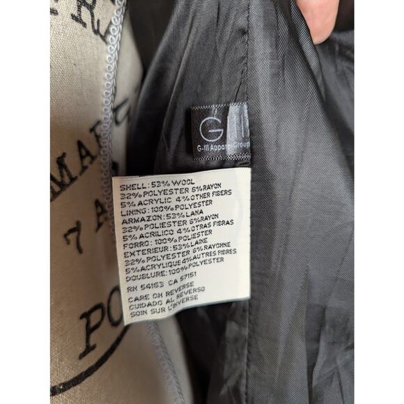 Kenneth Cole Wool Blend Overcoat Black Size 10 - Picture 6 of 16